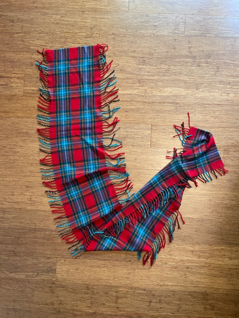 Red Plaid Fringe Scarf - Classic Tartan Wrap